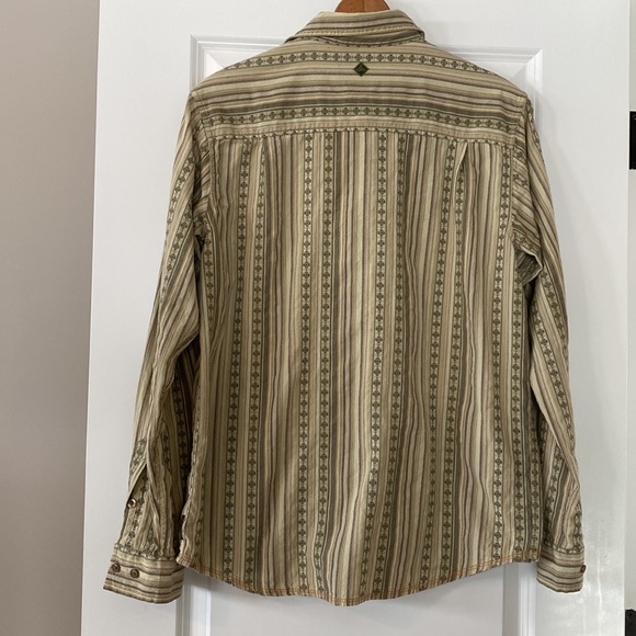 Prana Breathe Organic Cotton Striped, Embroidered Shirt w Pocket + MEASUREMENTS - Picture 10 of 11